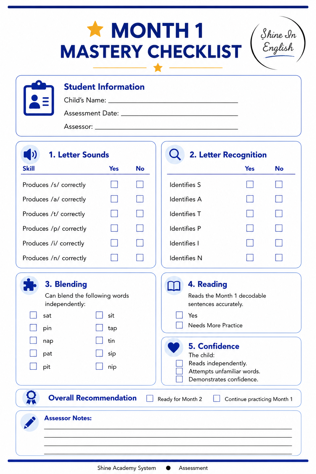 monthly assessment